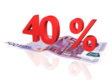 3D render yüzde 500 euro banknot üzerinde