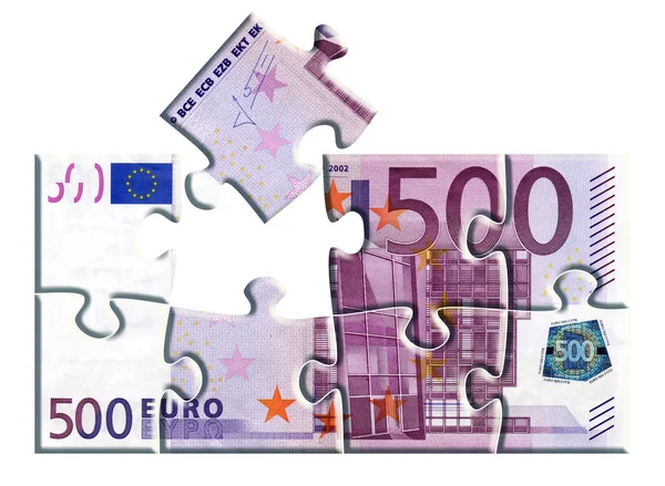 Puzzle sulle banconote da 500 euro — Foto Stock