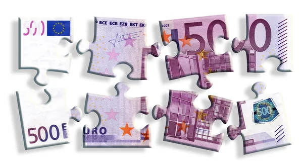 Puzzle de billets de 500 euros — Photo