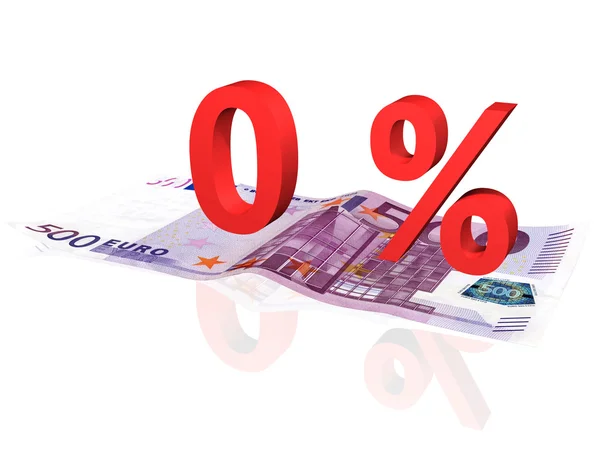 3d rendered percentage on 500 euro banknote — Stock Photo, Image