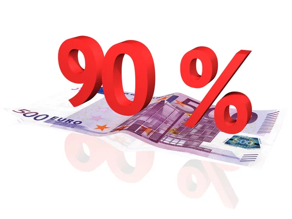 3d percentuale resa su 500 banconote in euro — Foto Stock