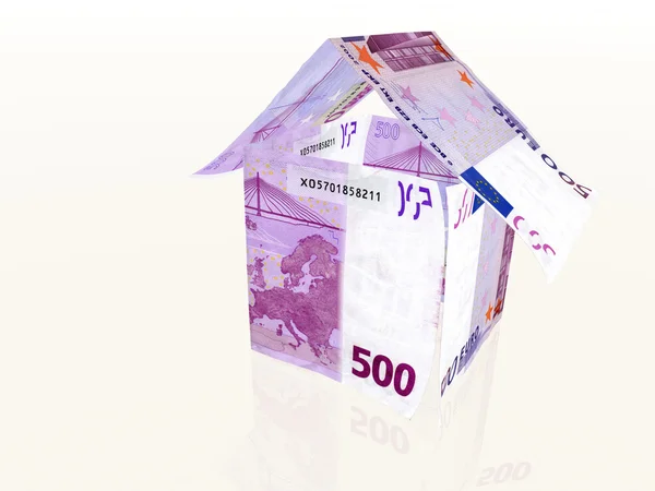 Huis gemaakt van 500 euro-bankbiljetten — Stockfoto