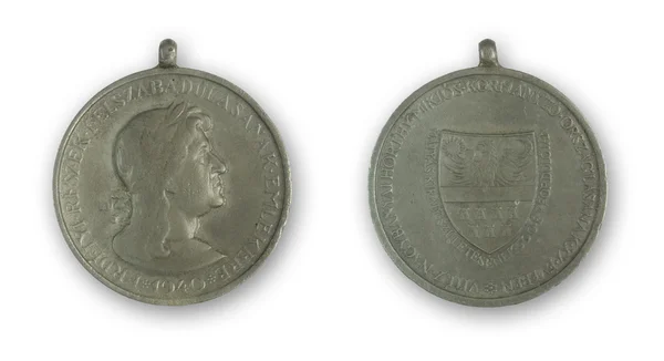 Gammel cirkulær medalje fra 1940 - Stock-foto