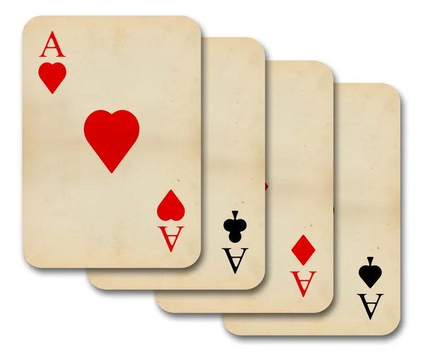 Isolated old vintage aces cards — Stock Photo, Image
