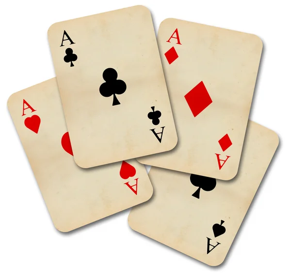 Isolated old vintage aces cards — Stock Photo, Image