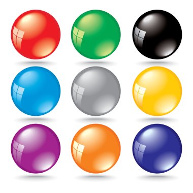 Shiny 3d color bubbles with window reflection clipart