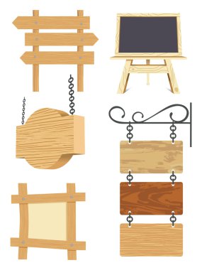 Blank wooden signboard collection clipart