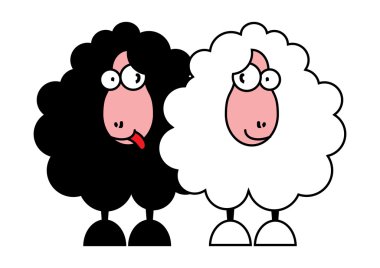 Funny black and white sheeps clipart