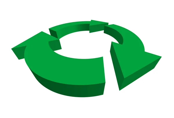 3D yeşil geri dönüşüm sembolü — Stok Vektör