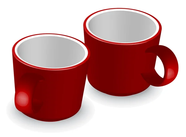 Deux tasses à café rouges — Image vectorielle