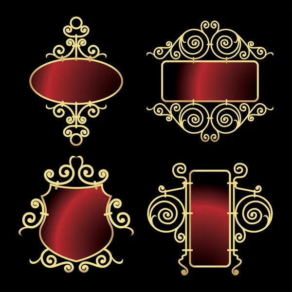 Золотые кованые железные рамы — стоковый вектор