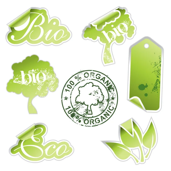 stock vector Green eco stickers