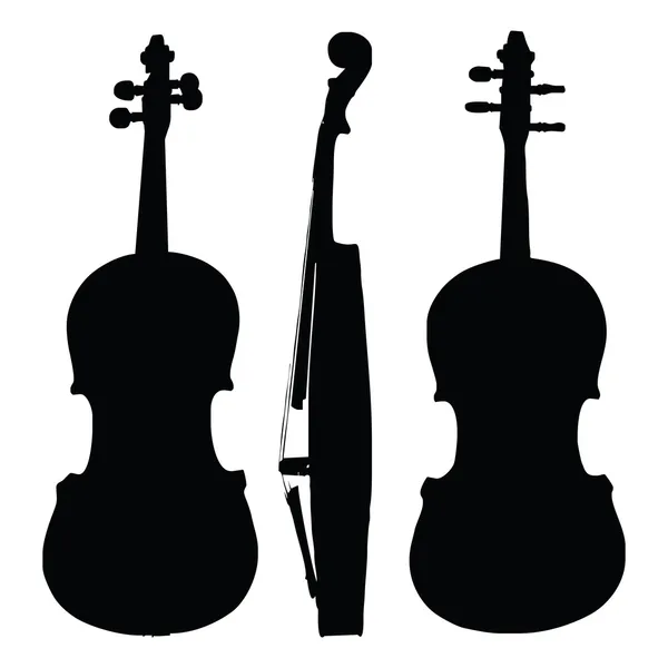 Viejos lados de silueta de violín — Vector de stock