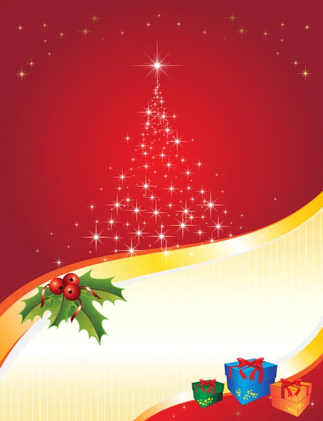 赤のクリスマスのポストカード — ストックベクタ