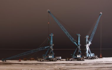 Port cranes clipart