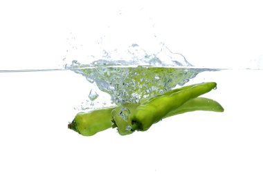 Fresh green chili paprika splash water clipart