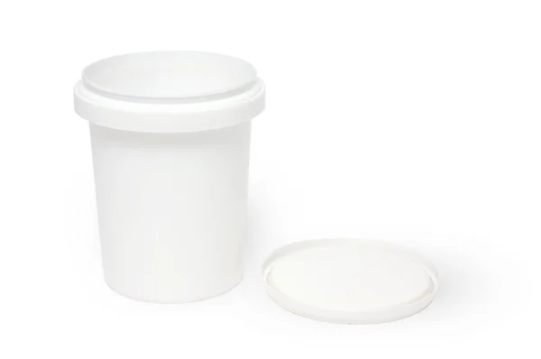 Blank white plastic fastfood cup — Stock Photo, Image