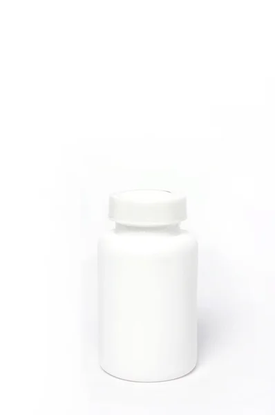 Flacon de médecine en plastique blanc — Photo