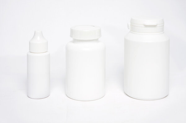 Three different form bottles. Isolated.