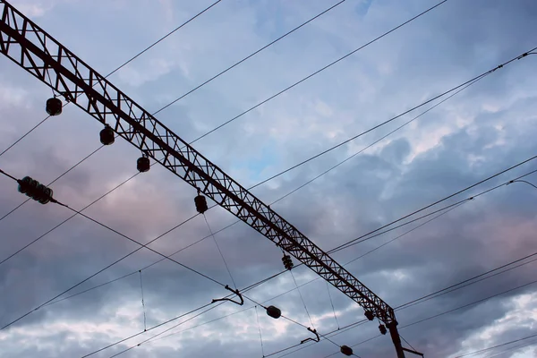 Power line of electric trains — Stock Photo, Image