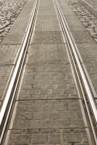Detail of city tram track — Stock Photo, Image