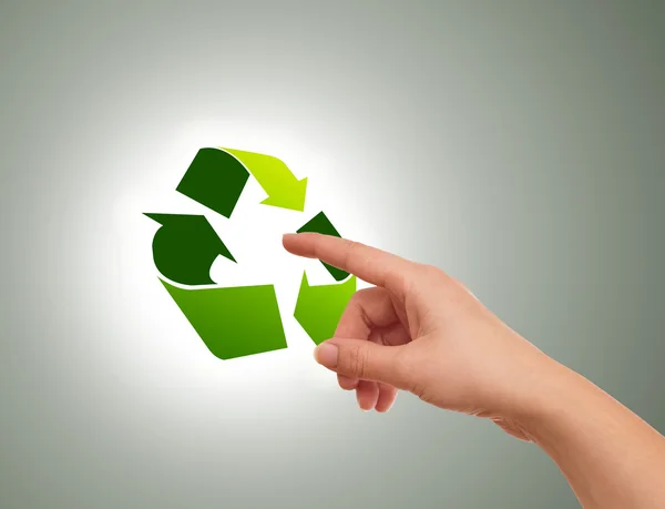 Prensado a mano icono de reciclaje —  Fotos de Stock