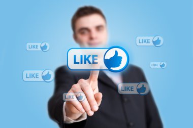 Hand pressing Social Network icon clipart