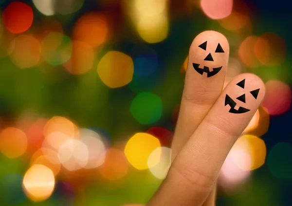 Calabaza de Halloween Abrazo de dedo —  Fotos de Stock