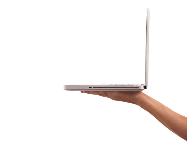 Χέρι που κρατά το laptop — Φωτογραφία Αρχείου