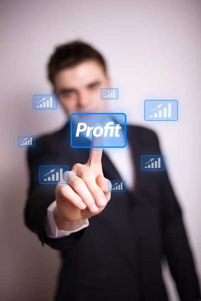 Nyomja meg a profit ikon egy kézzel — Stock Fotó