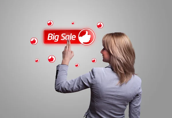 Hand pressing BIG SALE icon — Stock Photo, Image