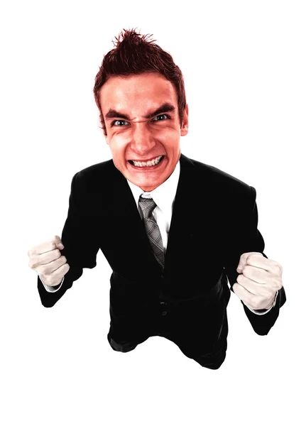 Hombre de negocios enojado con cara roja explotando —  Fotos de Stock