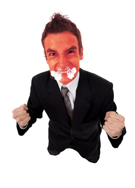 Wütender Geschäftsmann mit rotem explodierendem Gesicht — Stockfoto