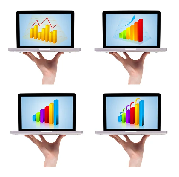 Dimensional colorful chart collection in laptop 1 — Stock Photo, Image