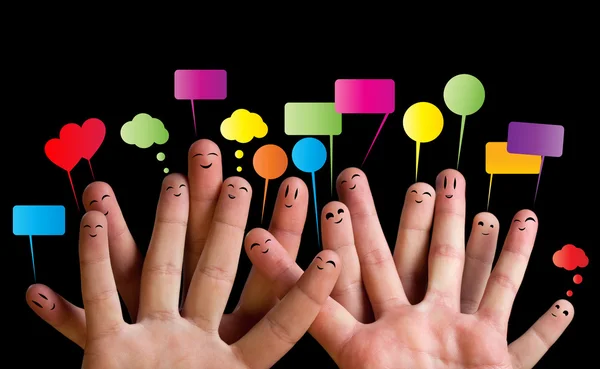Happy group of finger smileys 2 — Stock Photo, Image