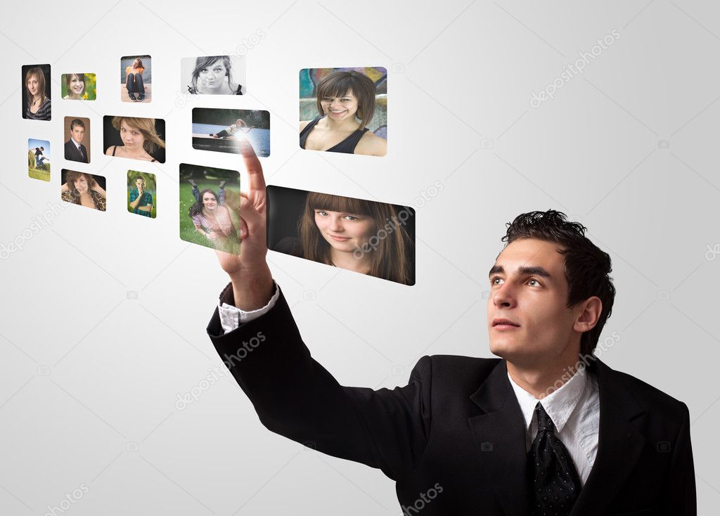 Man choosing photos