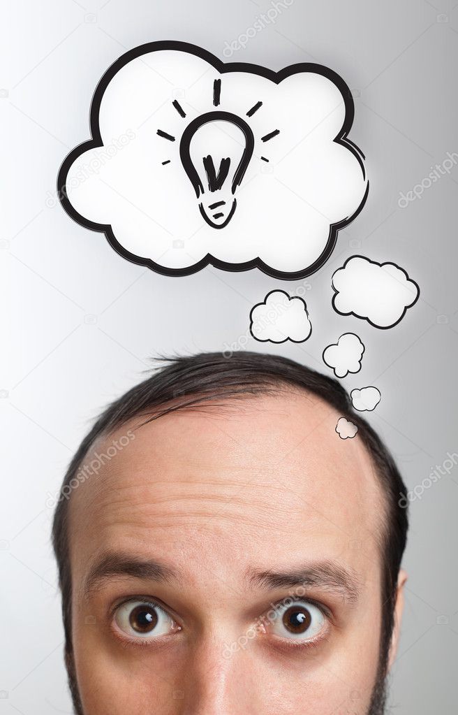 Man with Speech Bubbles over his head