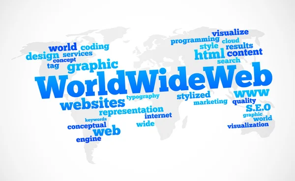World wide web wereldwijde woord wolk — Stockvector