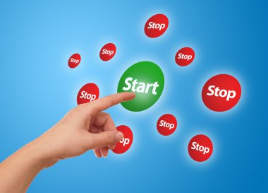 Hand pressing Start button clipart