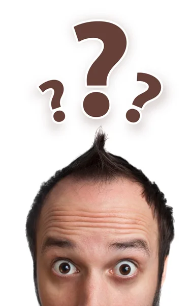 Male adult has way too many questions in his head — Stock Photo, Image
