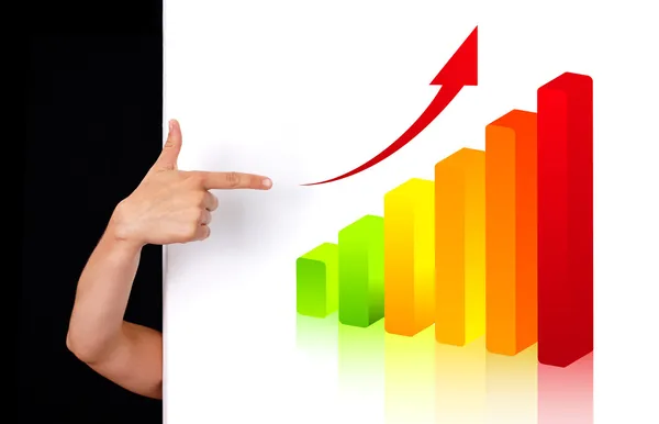 Woman hand pointing to chart 2 — Stock Photo, Image