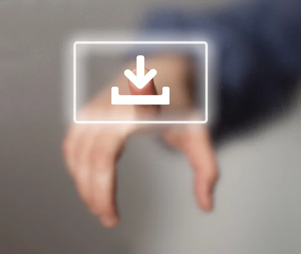 stock image Hand pressing download button