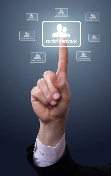 Presionar la mano icono de red social —  Fotos de Stock