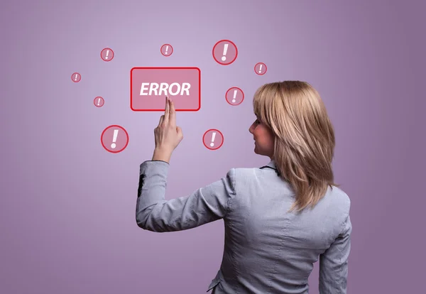 Hand pressing ERROR button — Stock Photo, Image