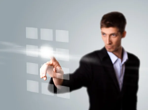 Businessman hand pressing digital button — Stock Photo, Image