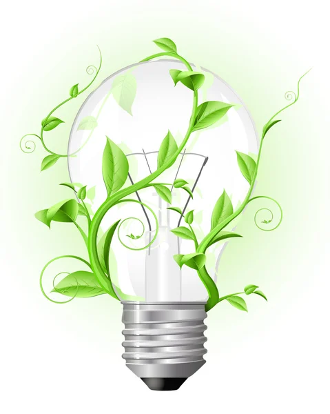 Ampoule tordue avec plante — Image vectorielle