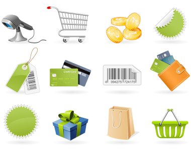 Shopping and retail icons clipart