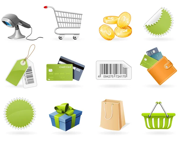 Icônes shopping et vente au détail — Image vectorielle