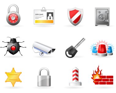 Security and Safety icons clipart