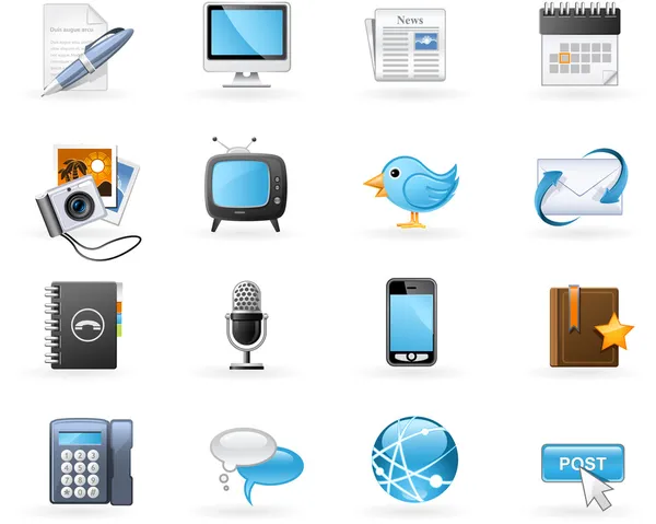 Communication channels icon set Stock Vector